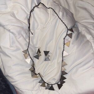 Geometric Triangle Necklace and Earring Set